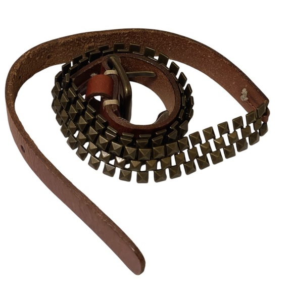 Fossil Womens Hip Belt L Brown Leather Metal Linked Studded
Chain Boho Skinny - Picture 1 of 13